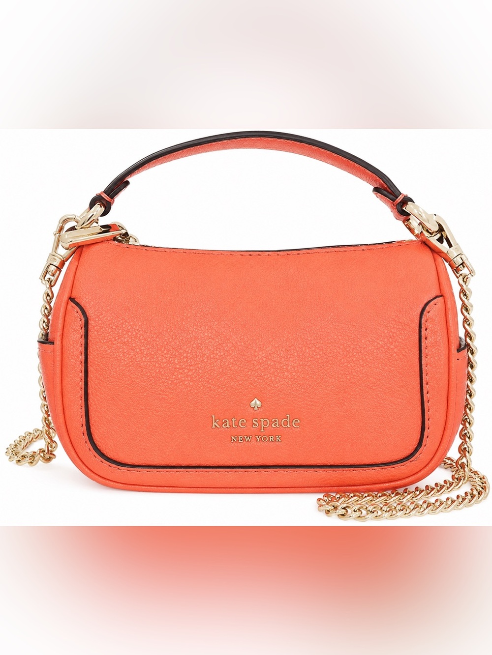 kate spade smoosh micro Coral Orange Leather Shoulder Bag